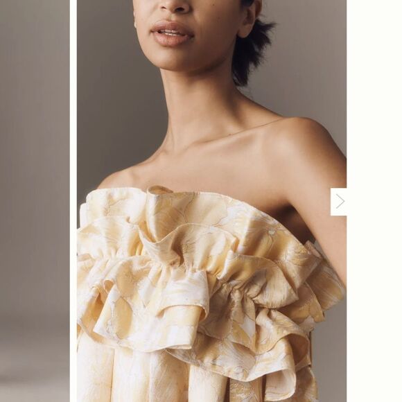 Anthropologie Aureta Strapless Drama Ruffle Mini Dress - Picture 3 of 4